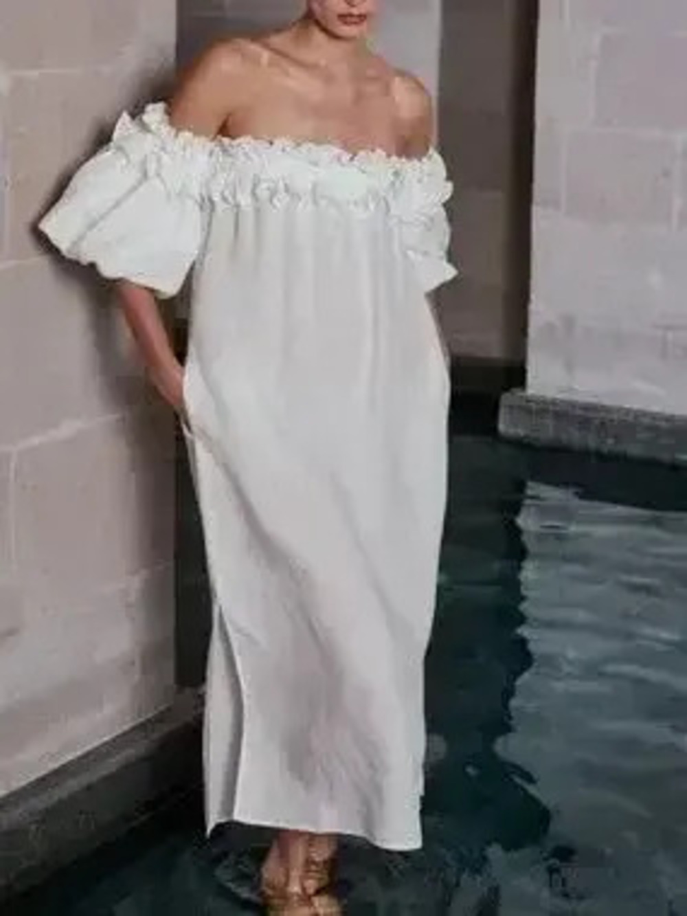 Side Slit Off-Shoulder Dress - Picture 2 of 9